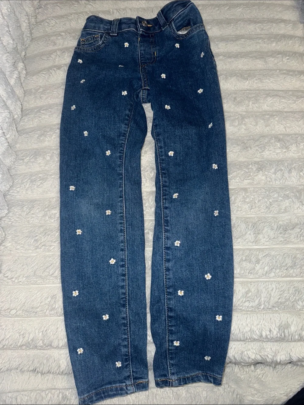 jumping beans Navy Blue Jeans with White Daisy Details - Picture 1 of 6